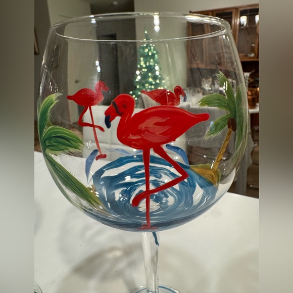 Tropical Hand-Painted Wine Glasses - Picture 2 of 3